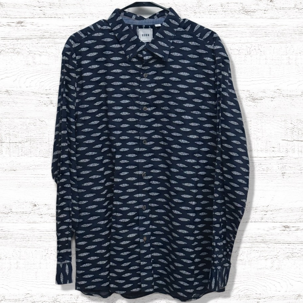 Rowm Men’s Blue Button Down Long Sleeve Shirt Size XL